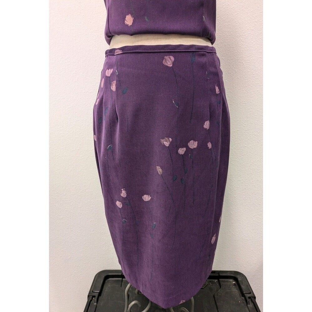 Vintage Y2K 2 pc Purple Floral Square Neck Top and Skirt sz 10/M Retro Coquette - Picture 14 of 16